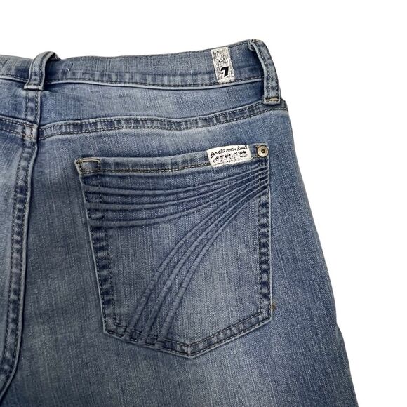 7 For All Mankind High Rise Dojo Flare Jean Light Wash Denim Raw Hem Women’s 28 - Picture 4 of 11